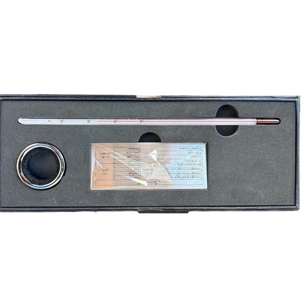 Le Creuset Screwpull Wine Thermometer Gift Set WA-144 Drip Ring Magnetic NEW